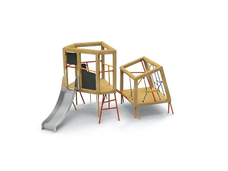 Детская игровая площадка Bloko I башня с элементами для лазания и горкой от компании МАФМАРКЕТ