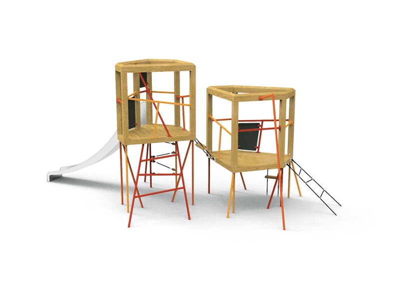 Детская игровая площадка Bloko II башня с элементами для лазания и горкой от компании МАФМАРКЕТ