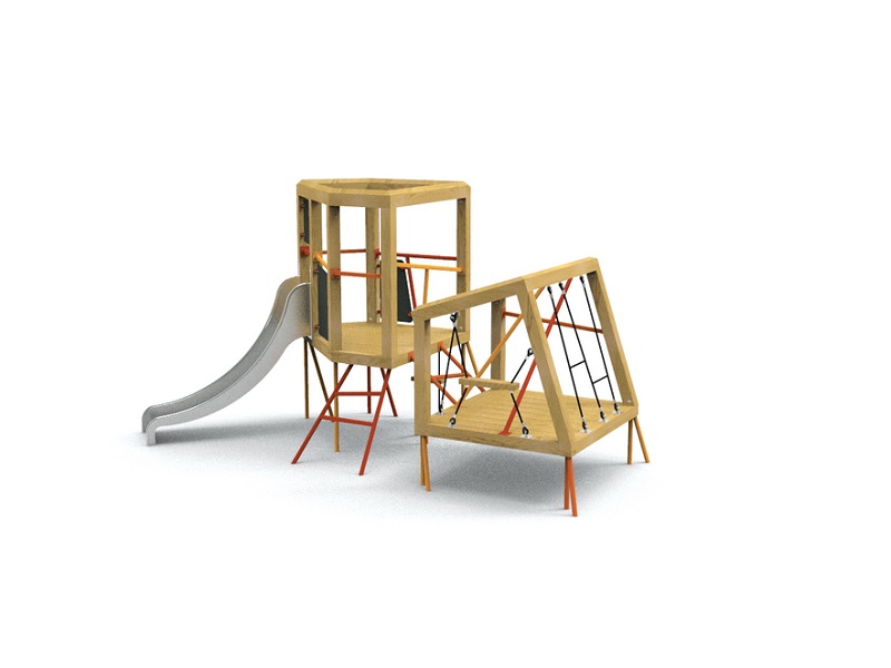 Детская игровая площадка Bloko I башня с элементами для лазания и горкой от компании МАФМАРКЕТ
