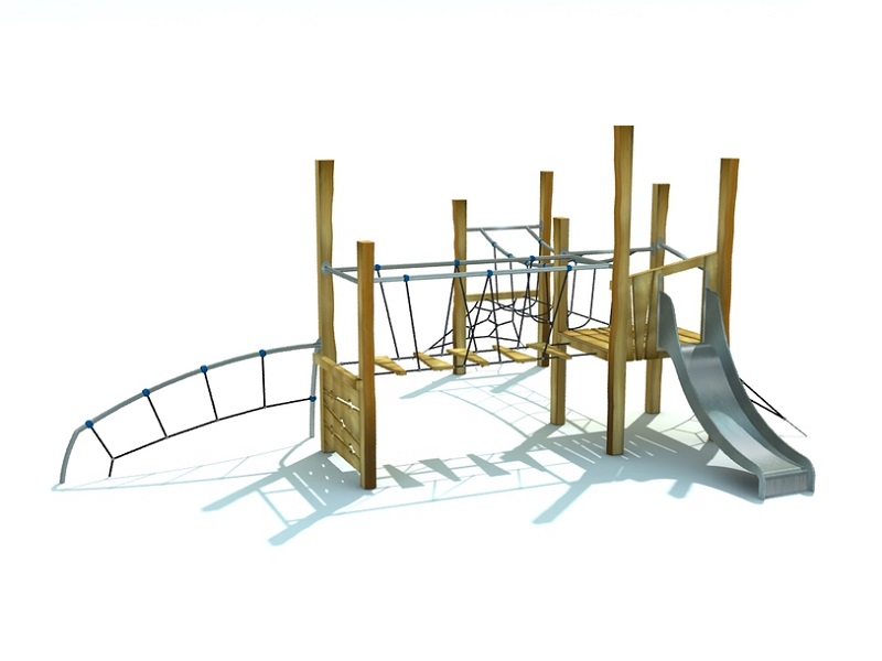 Детская игровая площадка Torid 5 три башни с горкой и сеткой от компании МАФМАРКЕТ