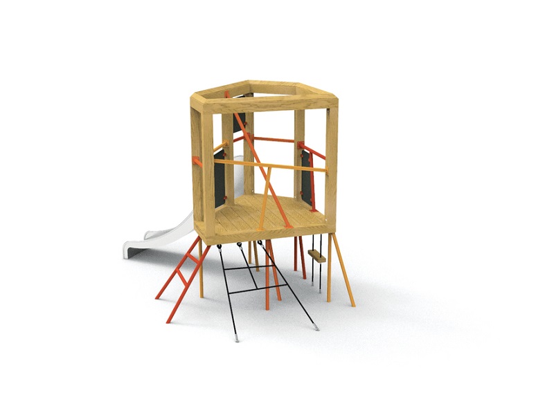 Детская игровая площадка Trunko I башня с элементами для лазания и горкой от компании МАФМАРКЕТ