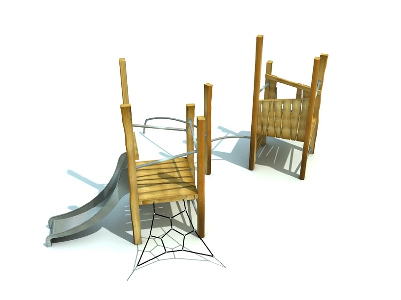 Детская игровая площадка Torvdur 6 две башни с горкой и сеткой от компании МАФМАРКЕТ