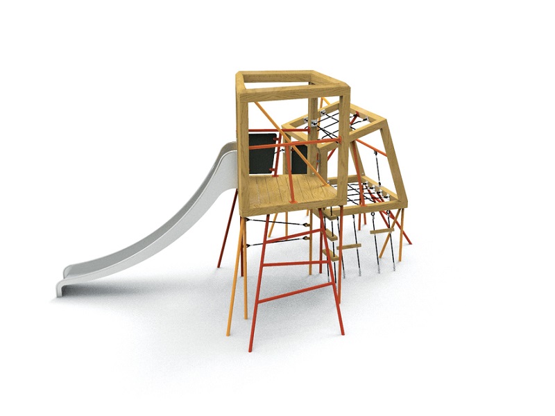 Детская игровая площадка Bloko III башня с элементами для лазания и горкой от компании МАФМАРКЕТ