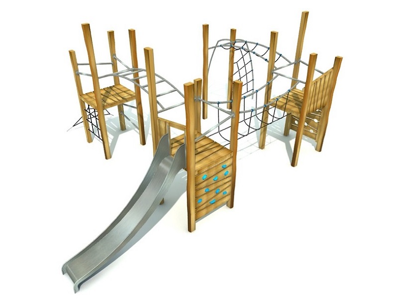 Детская игровая площадка Torid 3 три башни с горкой и сеткой от компании МАФМАРКЕТ